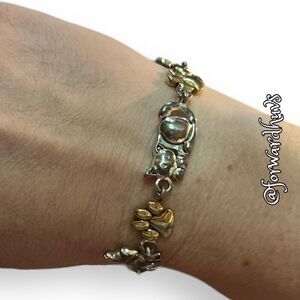 Cat & Dog Gold & Silver Tone Charm Bracelet